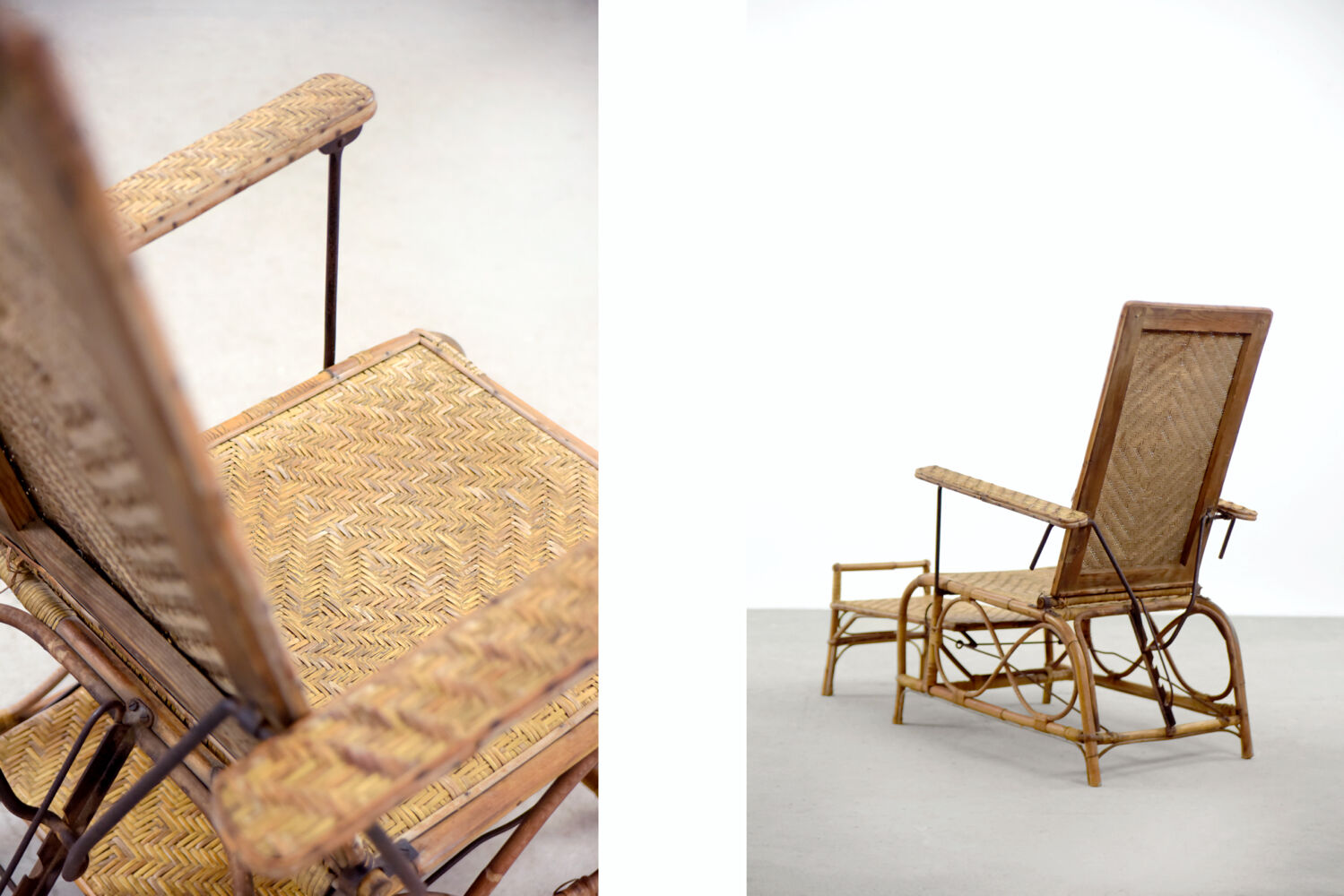 Bauhaus rattan armchair with ottoman by Erich Dieckmann, 1930s