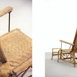 Bauhaus rattan armchair with ottoman by Erich Dieckmann, 1930s
