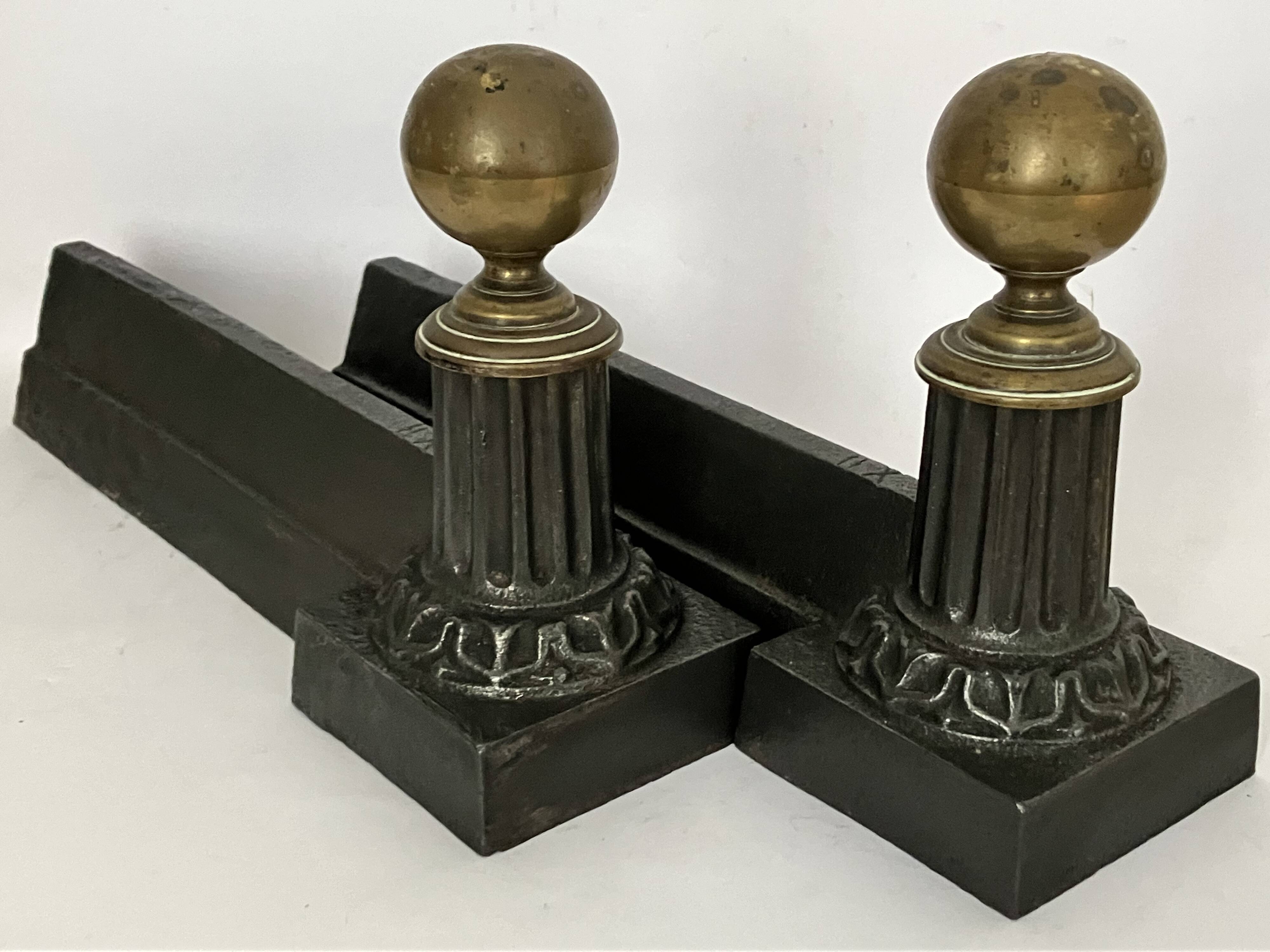 Pair of neo-classical andirons