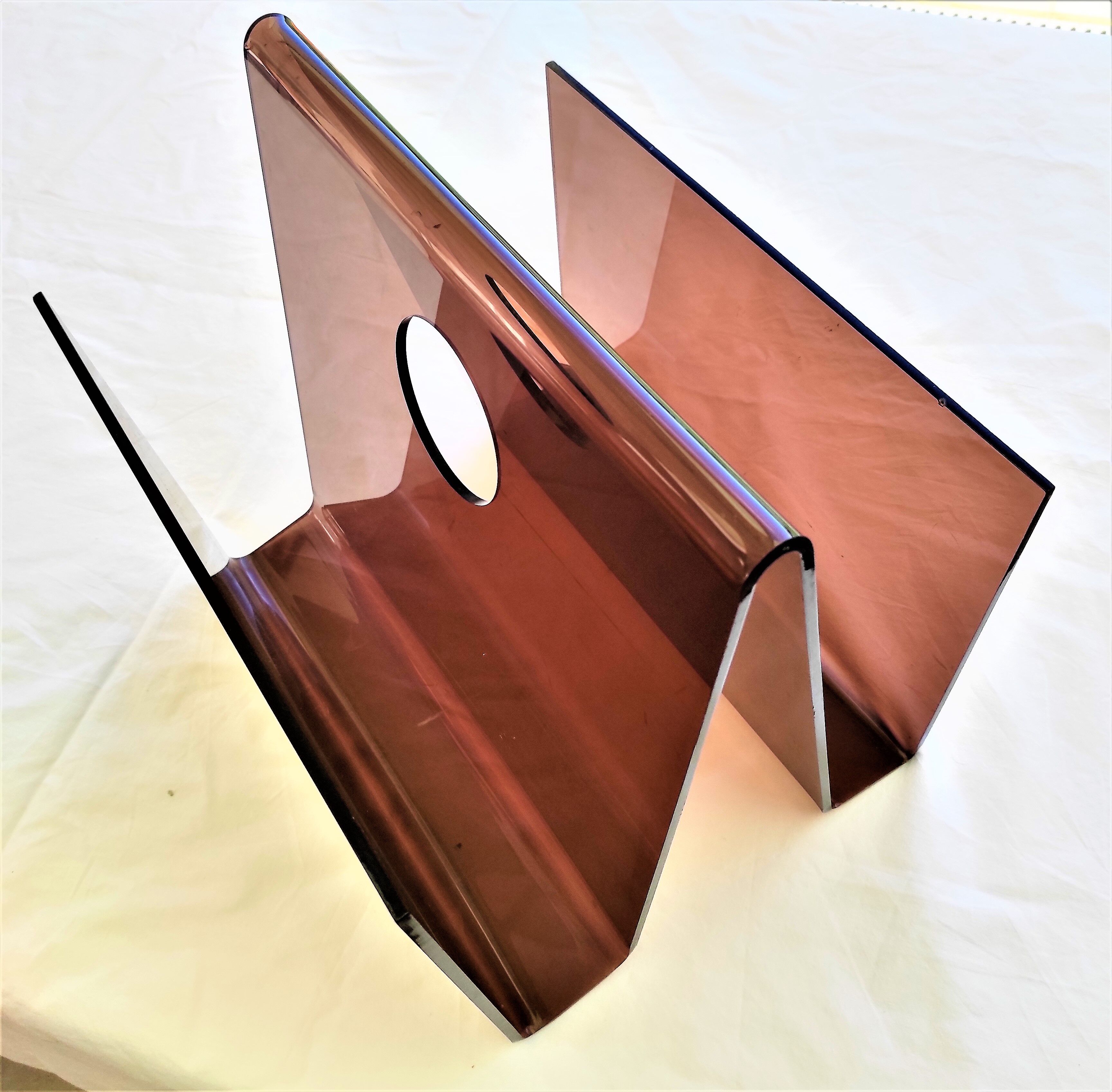 Plexiglass magazine door in brown smoke color from 1970