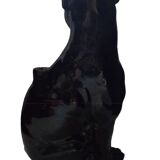 Black panther in ceramic imposing & transformable into lamp Italy circa 1970 Hollywood Regency