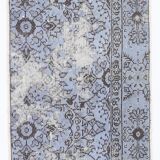Turkish All-Over Floral Light Blue Vintage Runner Rug, 61x207Cm