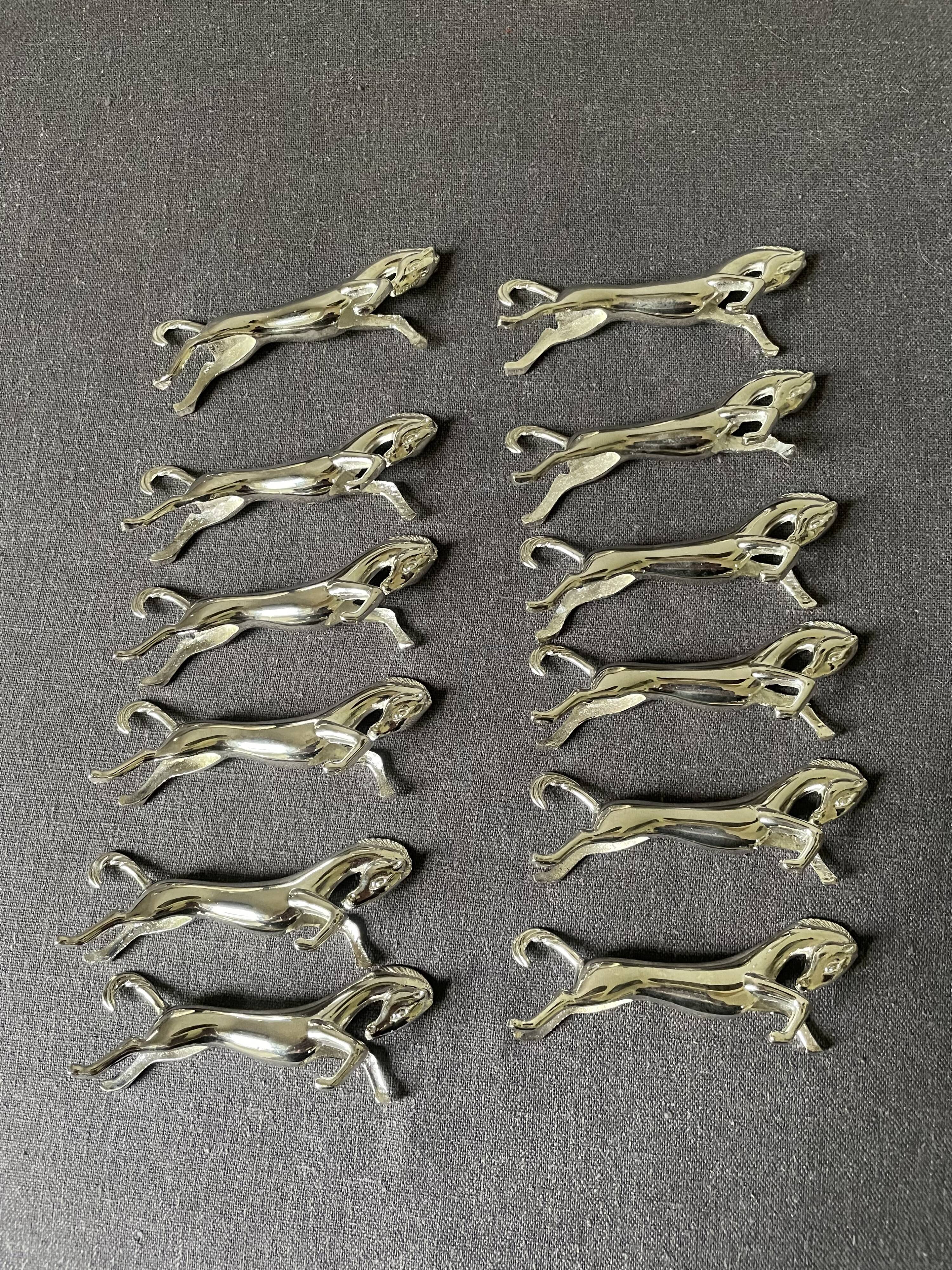 Vintage silver metal horse knife holder