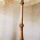 Pair of wooden lamps, pleated lampshade