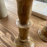 Set 2 old onyx candlesticks