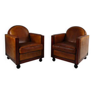 Fauteuils en peau de - ensemble deux