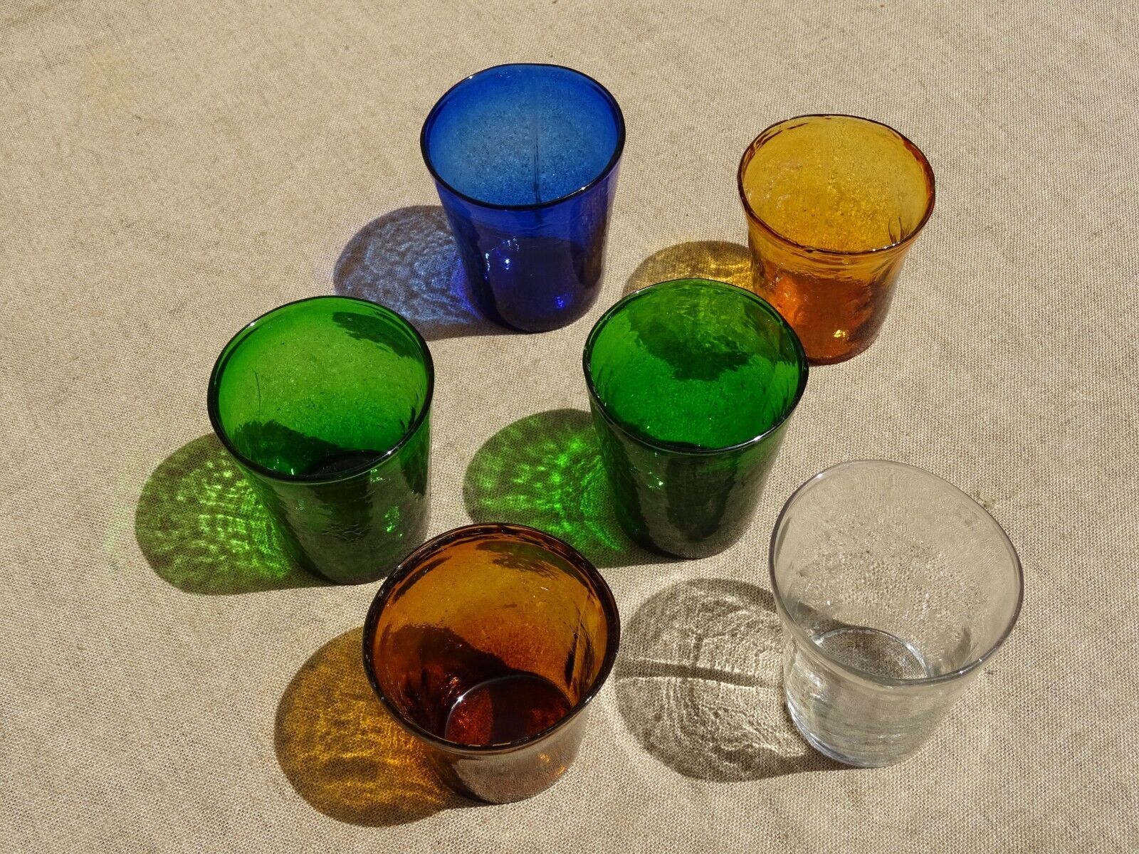 6 old lights photophore blown glass XVIII XIX th folk art