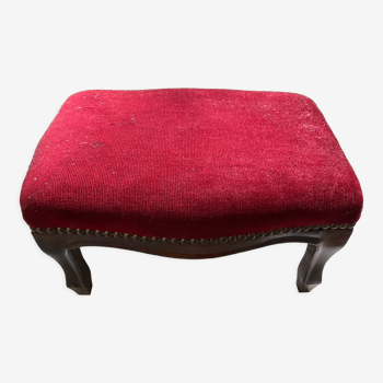 Wooden footrest and red velvet