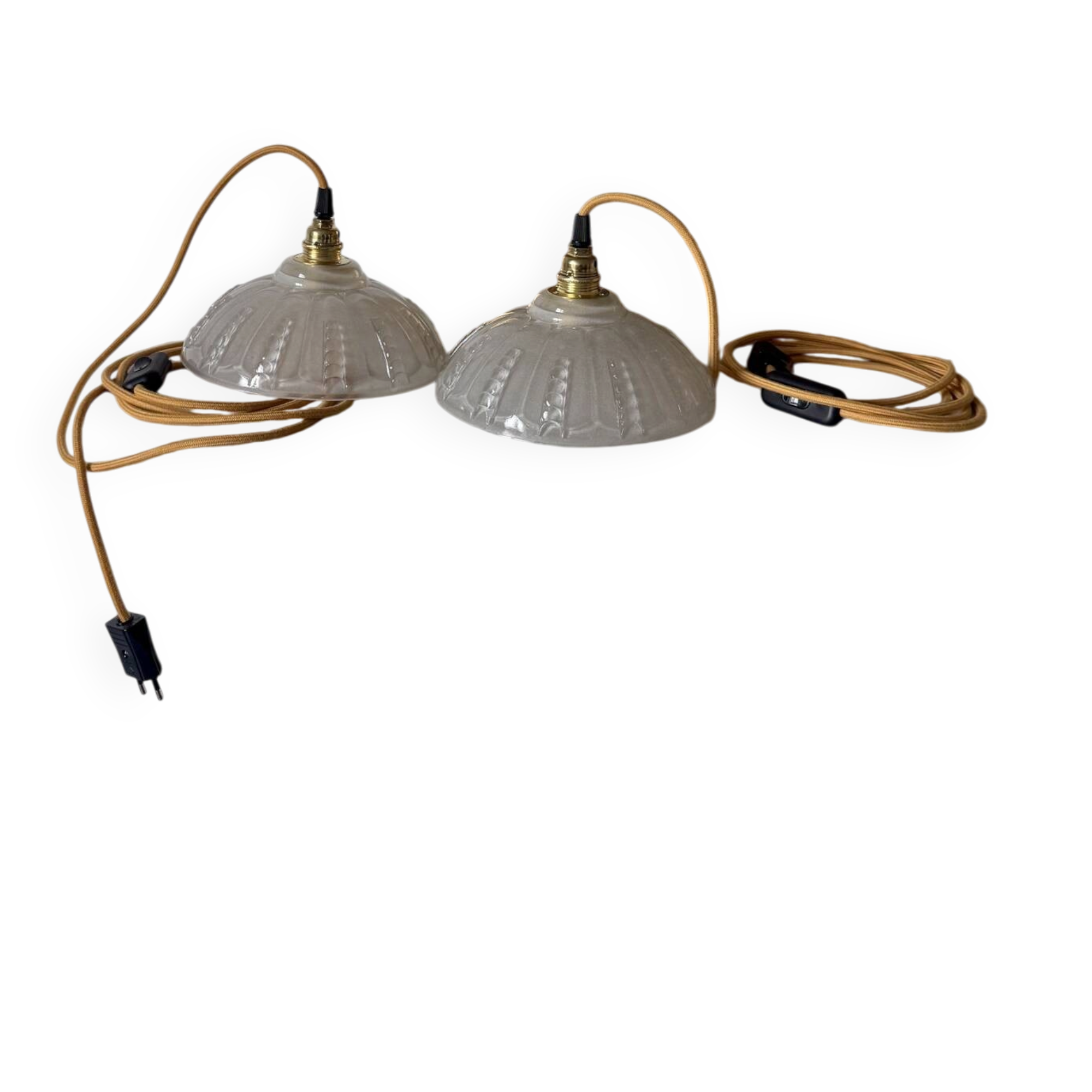 Pair of moulded glass light fixtures