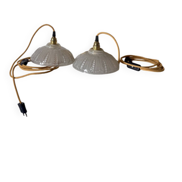 Pair of moulded glass light fixtures