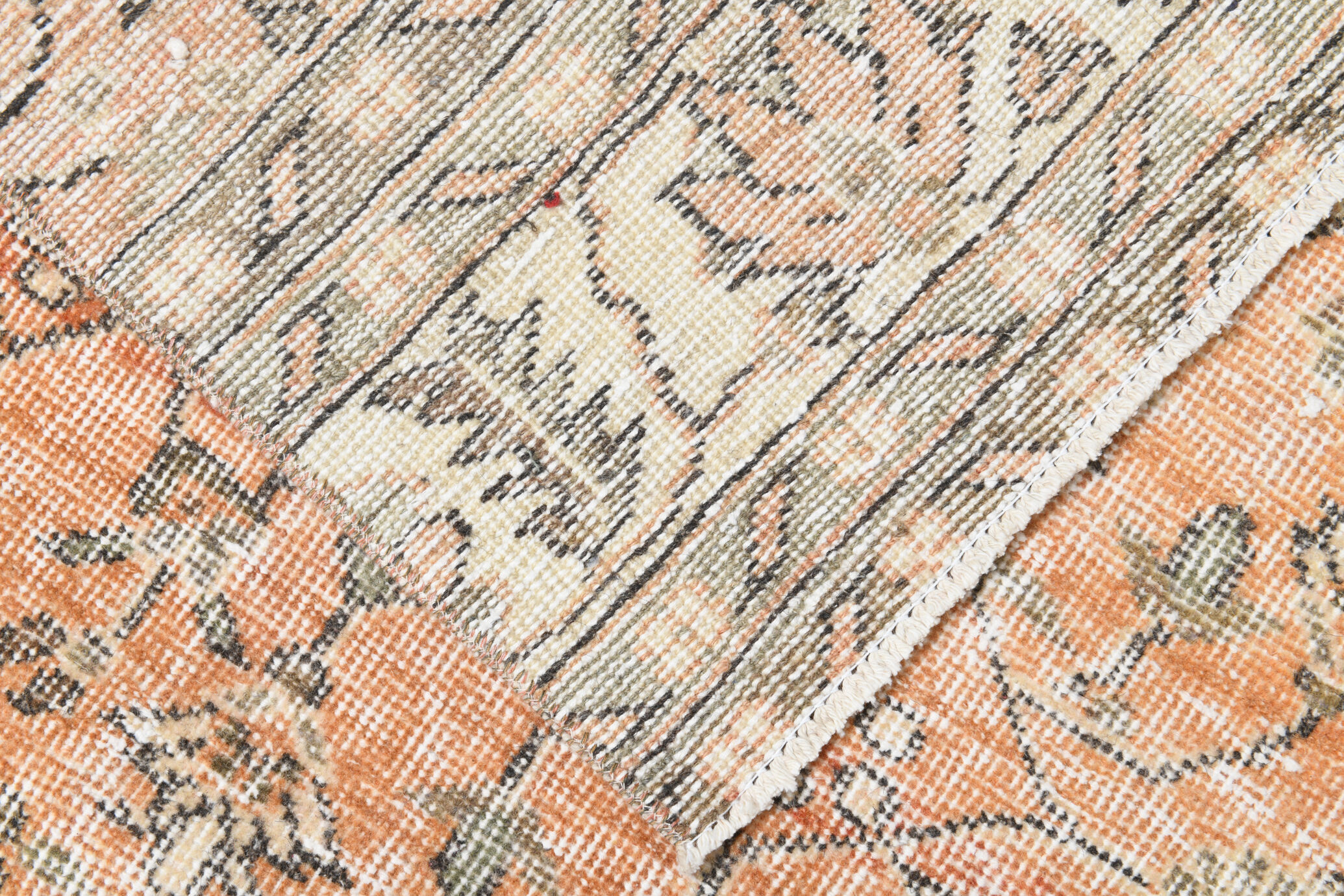 Tapis floral orange vintage, 340x85cm