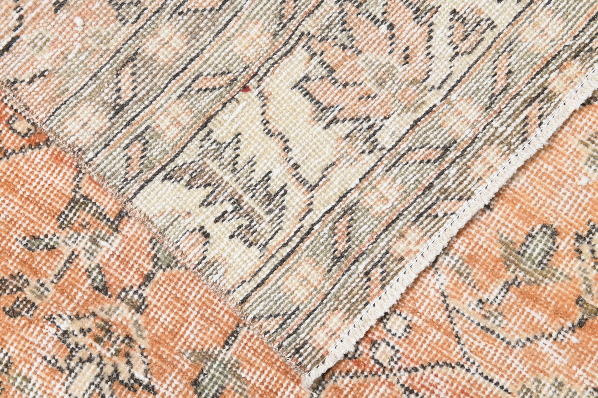 Tapis floral orange vintage, 340x85cm