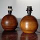 Paire de lampes boules en bois vintage