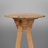 Industrial painted wooden tripod Console with rich patina, France 1900s