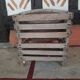 Pair of old fruit crates with wooden shelves