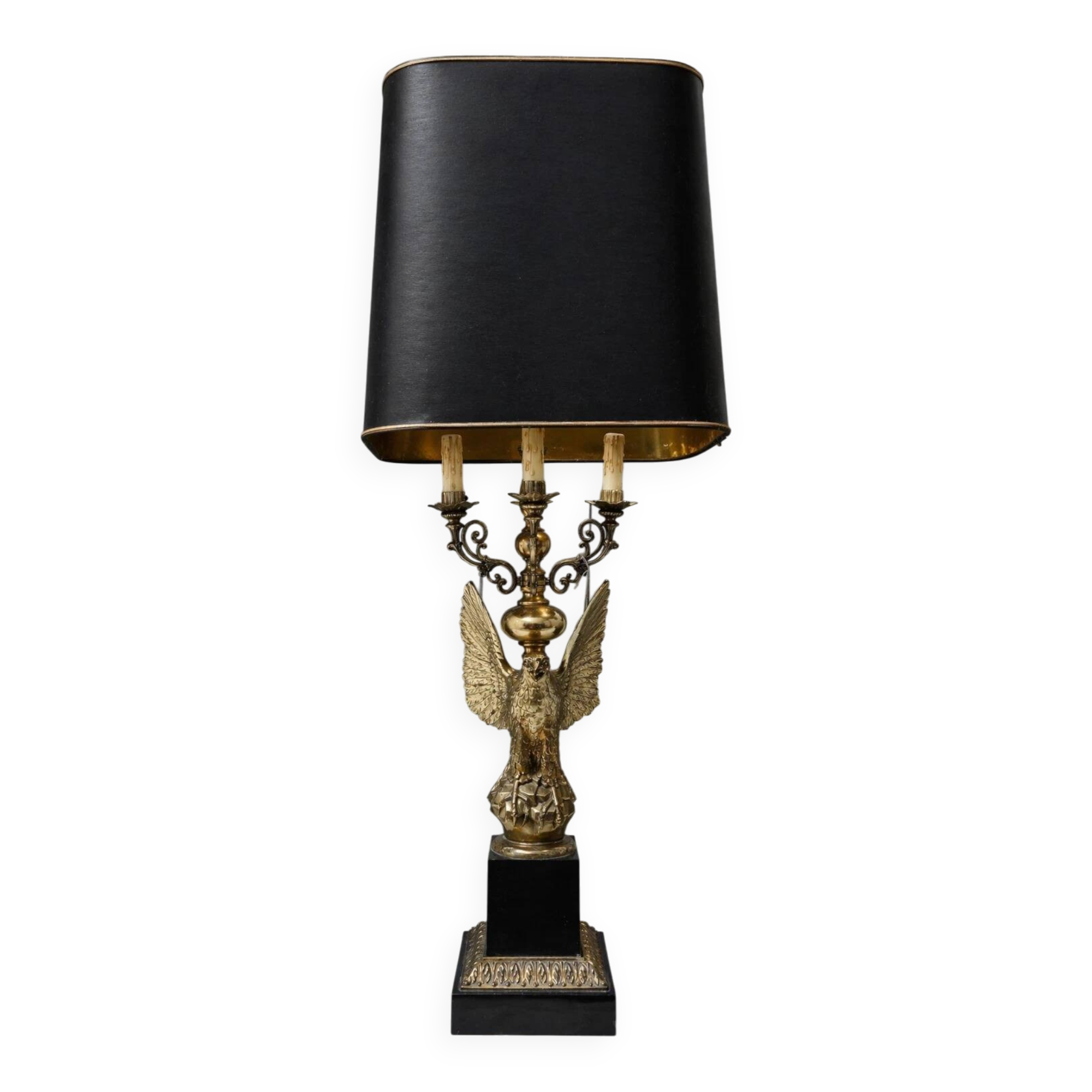 Very large Empire lamp / Egyptian Revival in gilded bronze with an eagle.