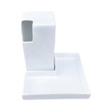 White, minimalist vase + Asa stand, Germany, 1980s.