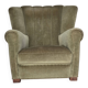 1960s, Danish relax armchair, original green furniture velour, beech wood.