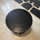 Round wooden coffee table, antique, double top, 4 legs.