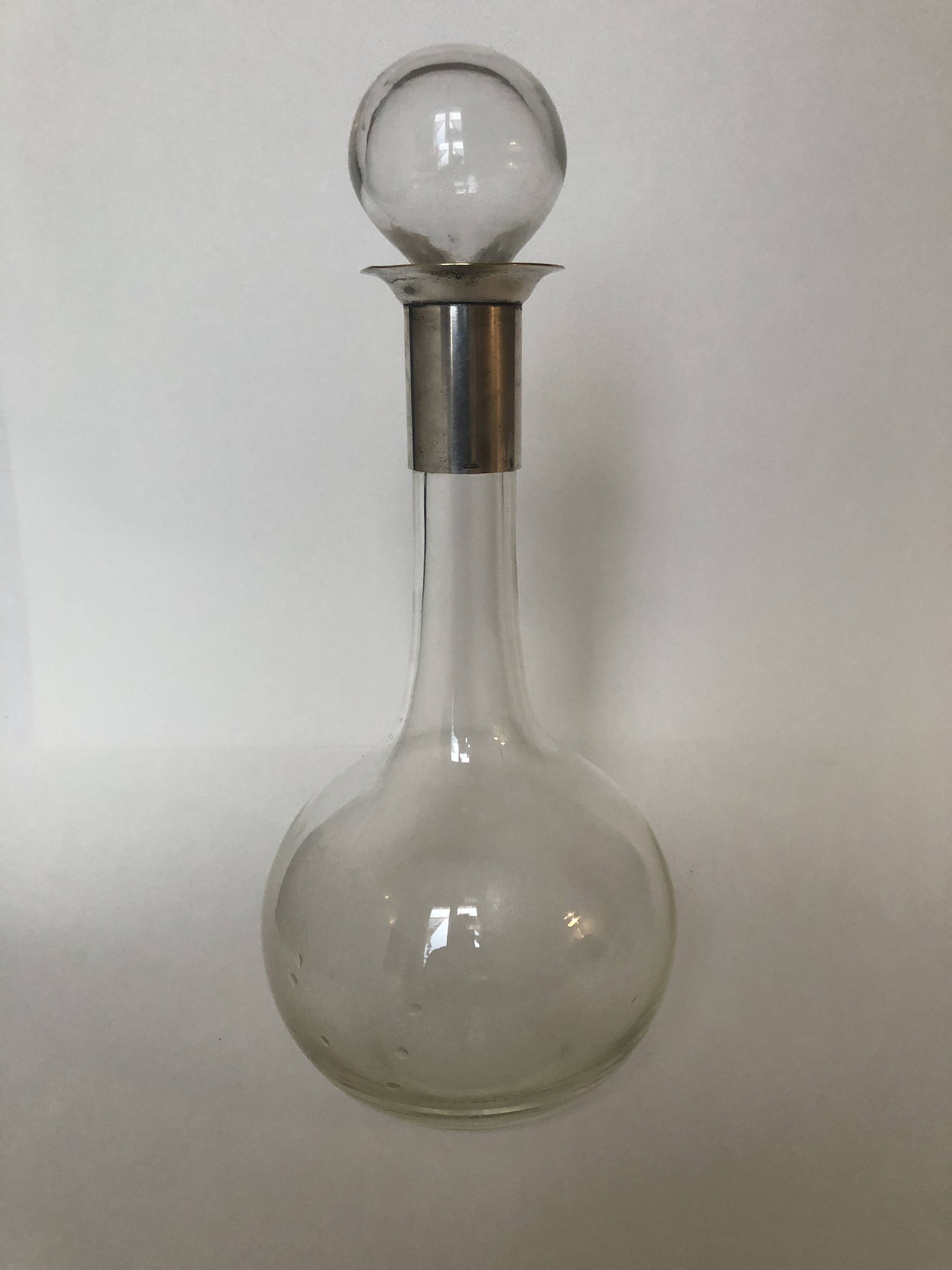 Silver-plated metal neck round carafe Saint Hilaire