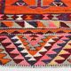Burgundy & Orange Vintage Kilim Runner Rug, 92x292Cm