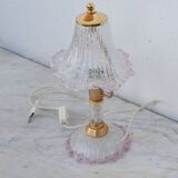 Pink Murano glass vintage table lamp, 1980s