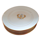 6 Bavaria dinner plates. Annabel model. White, gold edging. Central motif.