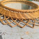 Vintage wicker flower mirror