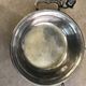 Patinated pewter dish brand pink design cut with handles 80s