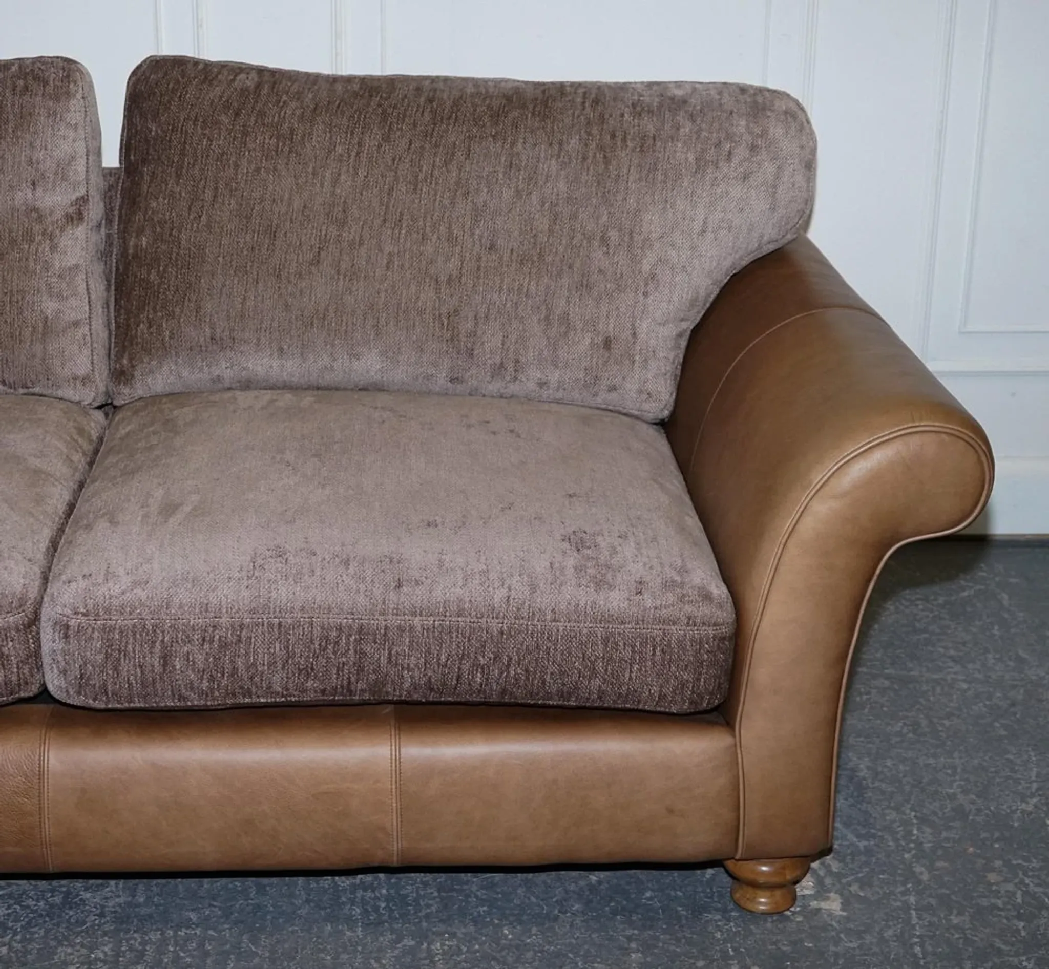 Vintage Three-Seater Sofa in Leather and Fabric by Alexander & James Blake