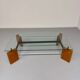 Old coffee table in glass and magnifying glass, French design Paul Michel, year 70