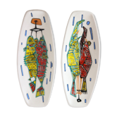 Two ceramic plates/ trays with game design, vintage, 50 60s