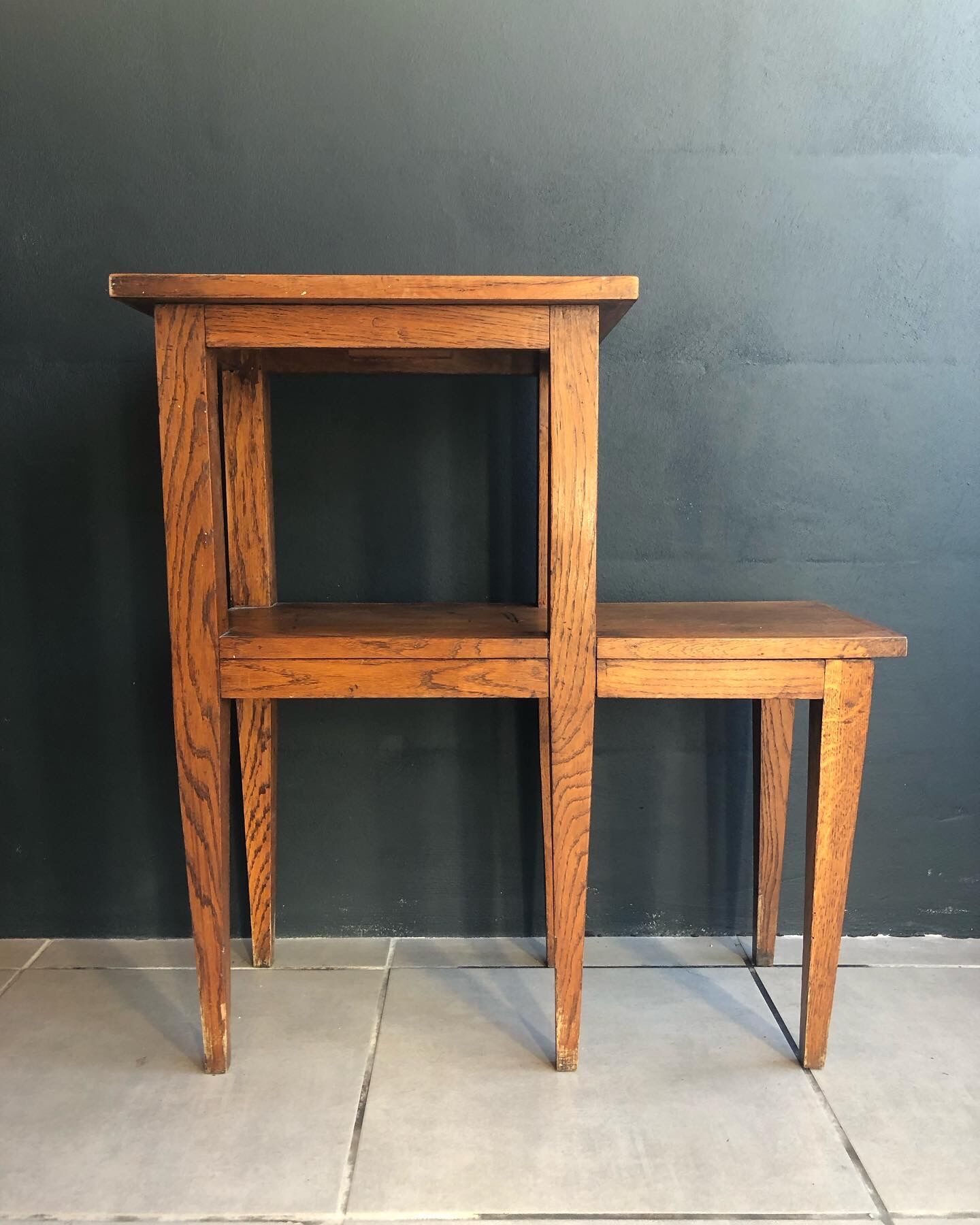 50s oak fifth wheel console