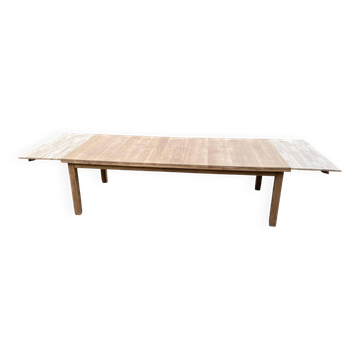 Table à manger de ferme extensible rénovée en chêne massif du 19ème 250-350