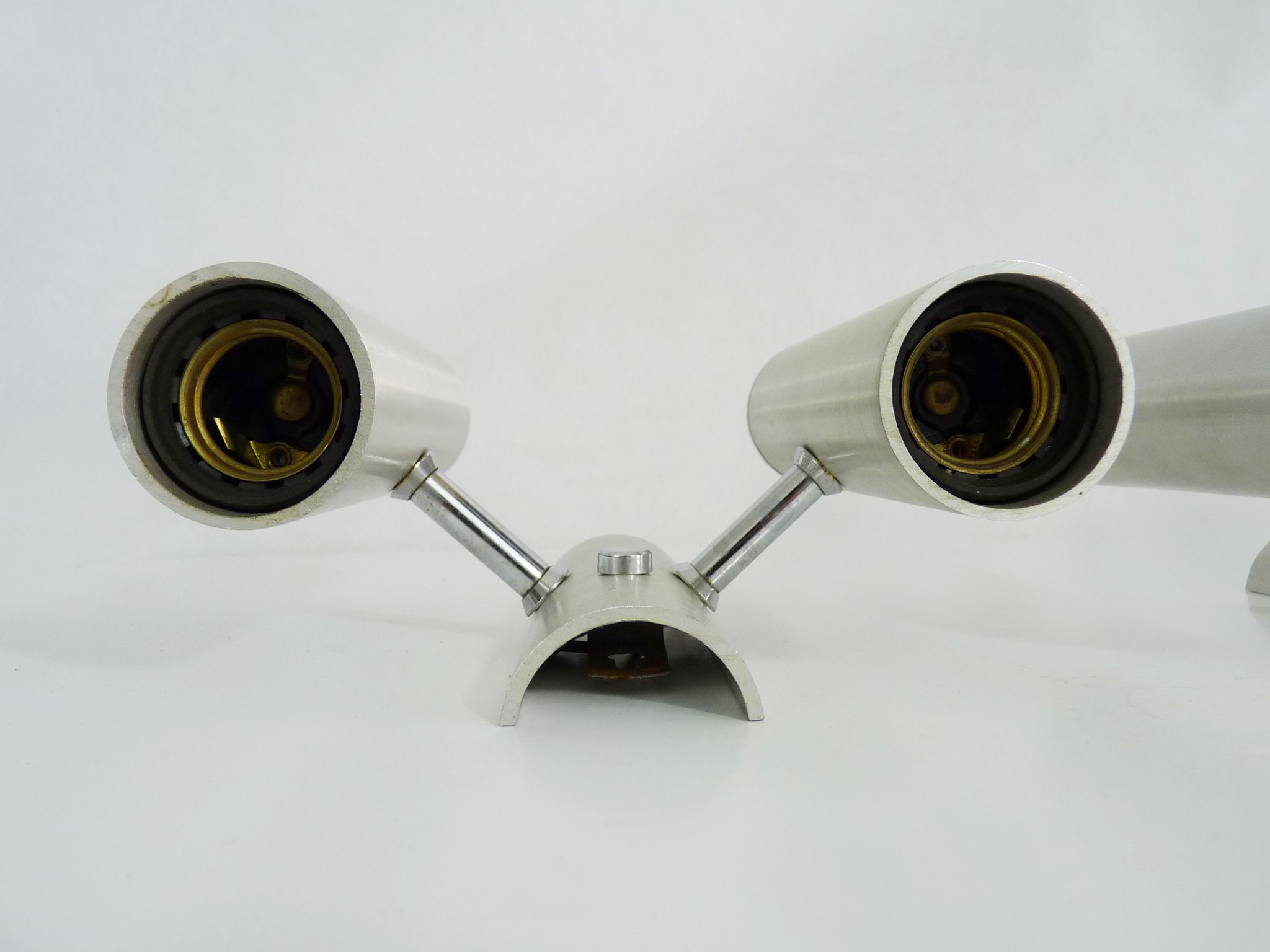 Pair of double wall lights in brushed metal, Sciolari house, Italy 1970's