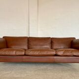 Danish mid-century vintage Mogens Hansen cognac brown leather sofa 60s