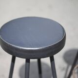 Set of 4 bar stools, metal and imitation leather stool, high stool