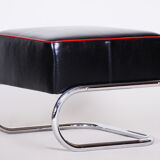 Black Bauhaus stool made by Robert Slezak in 1930s Czechia