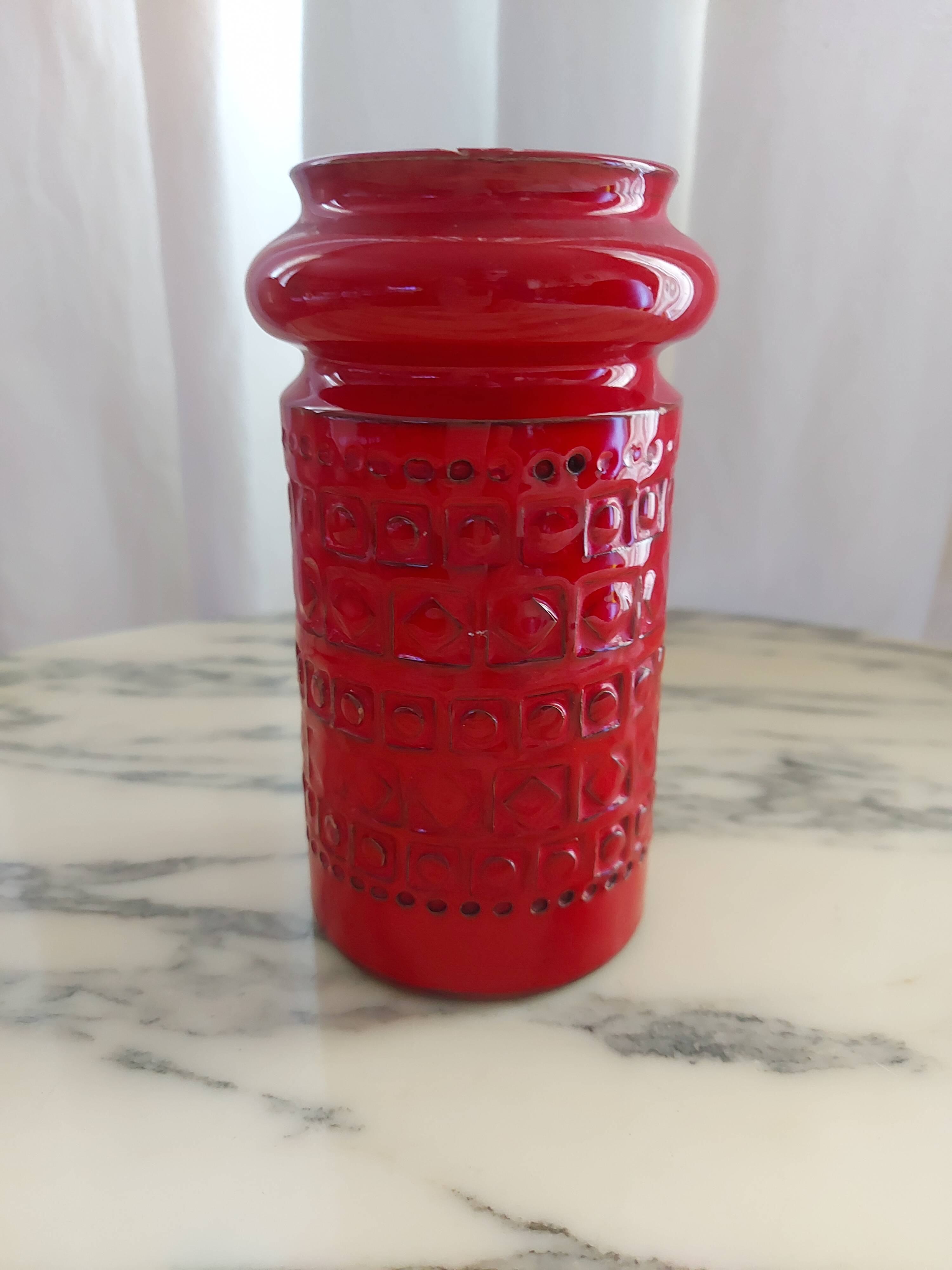 Red ceramic vase Aldo Londi , Bitossi , Italy