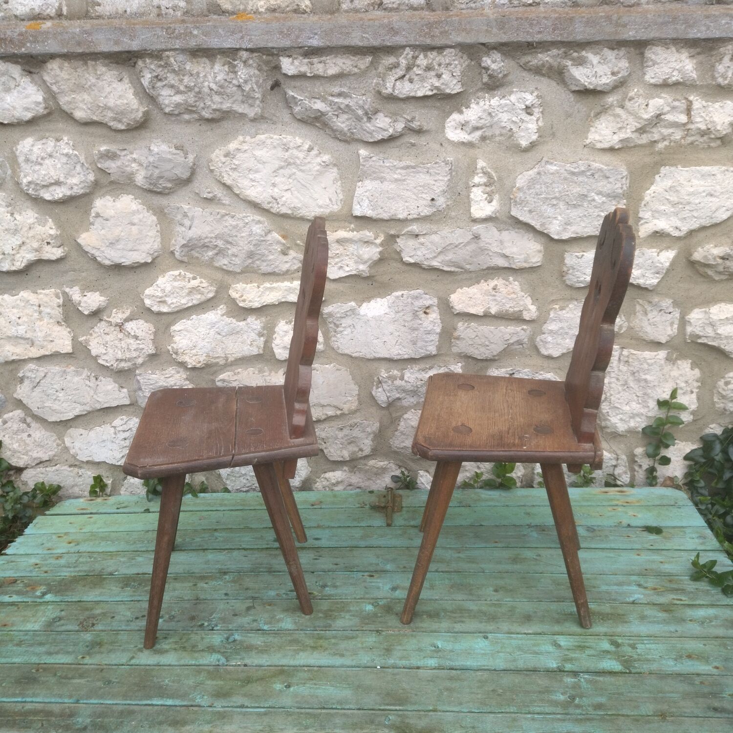 Pair of chairs brutalist stepladder