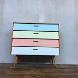 50s color formica shoe cabinet with compass feet