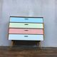50s color formica shoe cabinet with compass feet