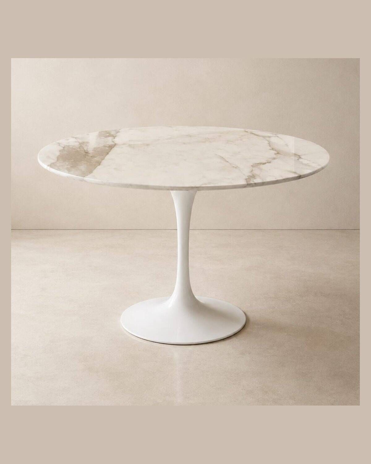Eero Saarinen (1910-1961) for Knoll International. Round table Ø 120 cm Calacatta marble, 2021.