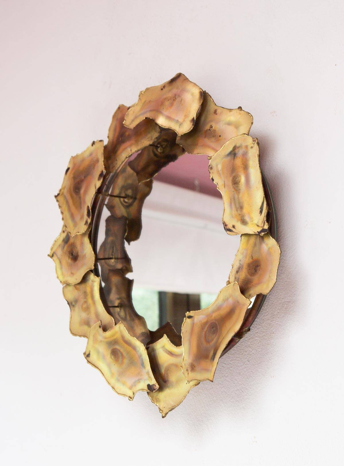 Brass sun mirror from around 1970 (31 cm)