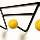 Vintage coat rack Roger Feraud with 4 yellow ball hooks.