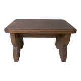 Old small bench in solid oak wood vintage step stool