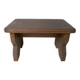 Old small bench in solid oak wood vintage step stool