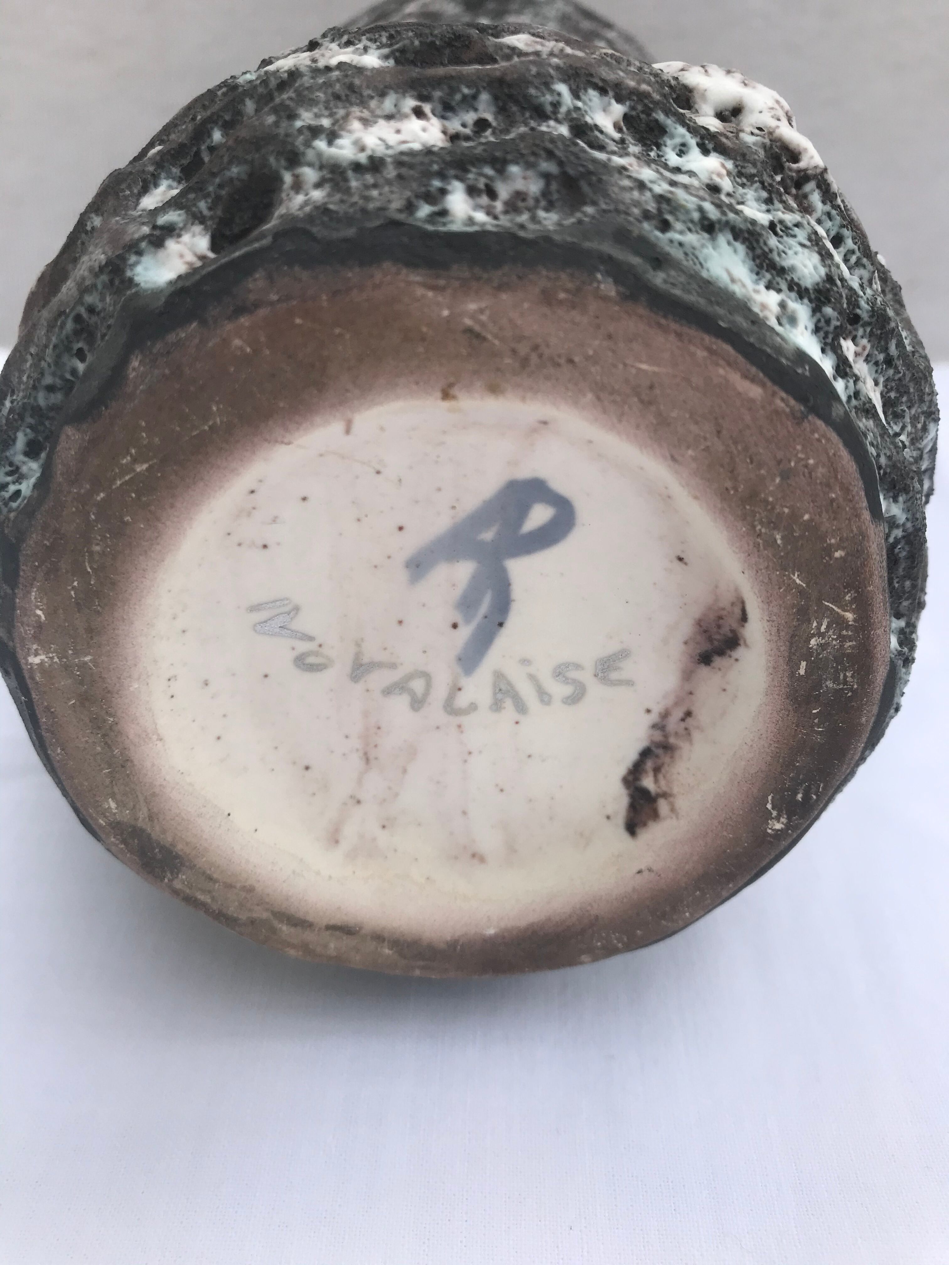 Vintage vase with grey & white skimmer ceramic handles