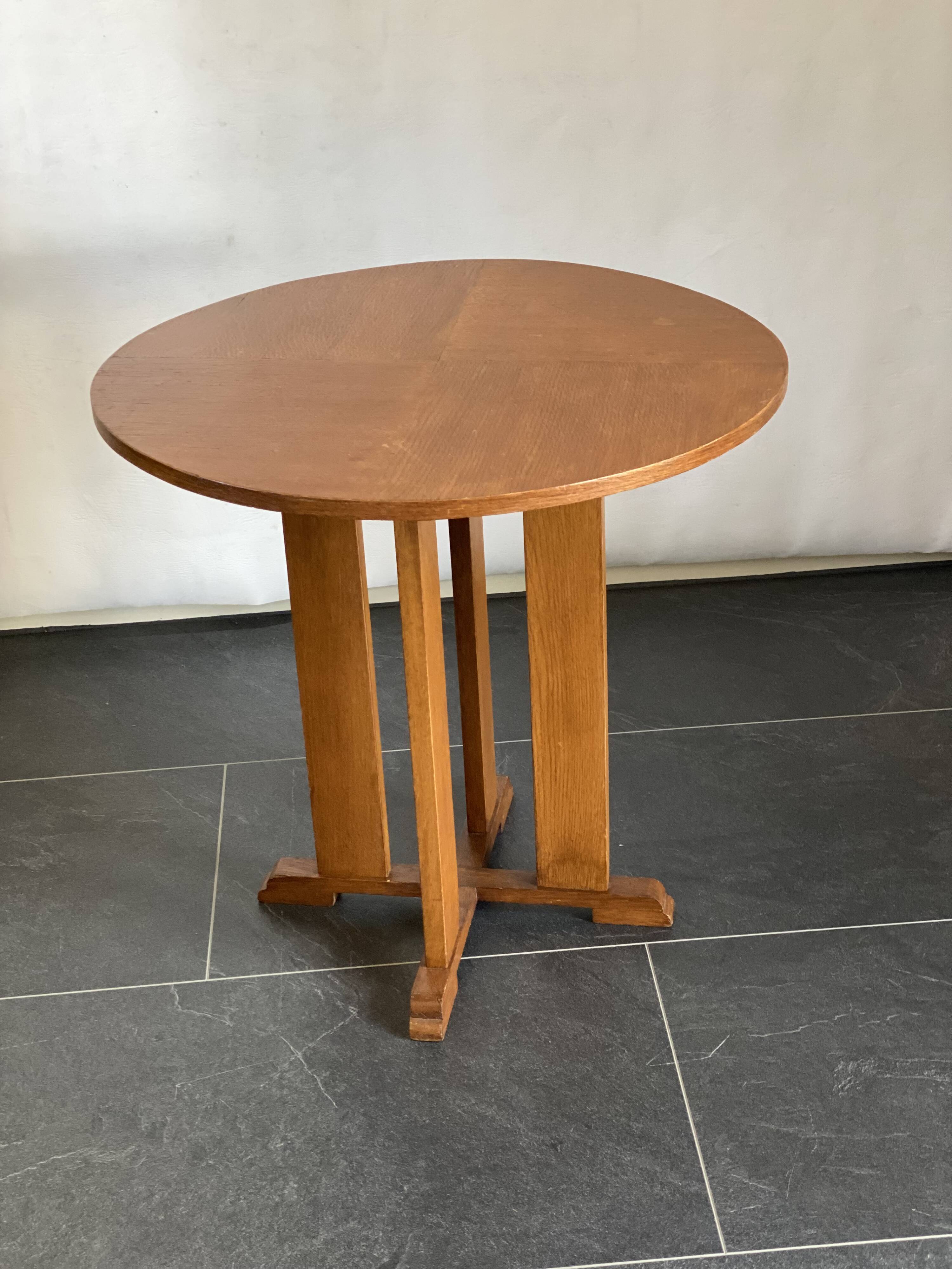Vintage oak round side table