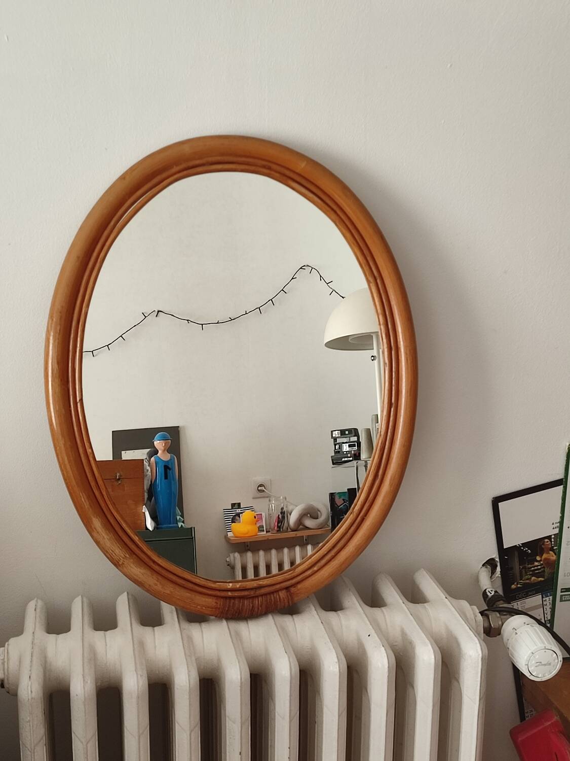 Vintage bamboo and rattan mirror